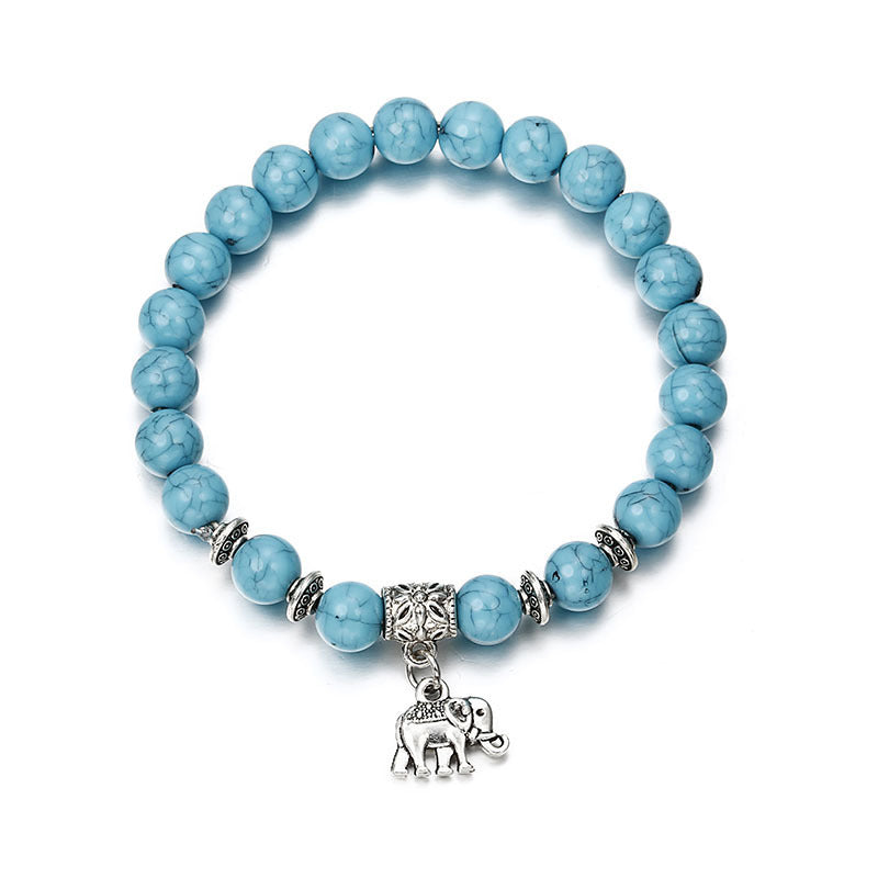 Sisslia New Seven-Color Bead Bracelet Metal Partition Natural Agate Stone Beaded Colored Acrylic Bracelet for Women
