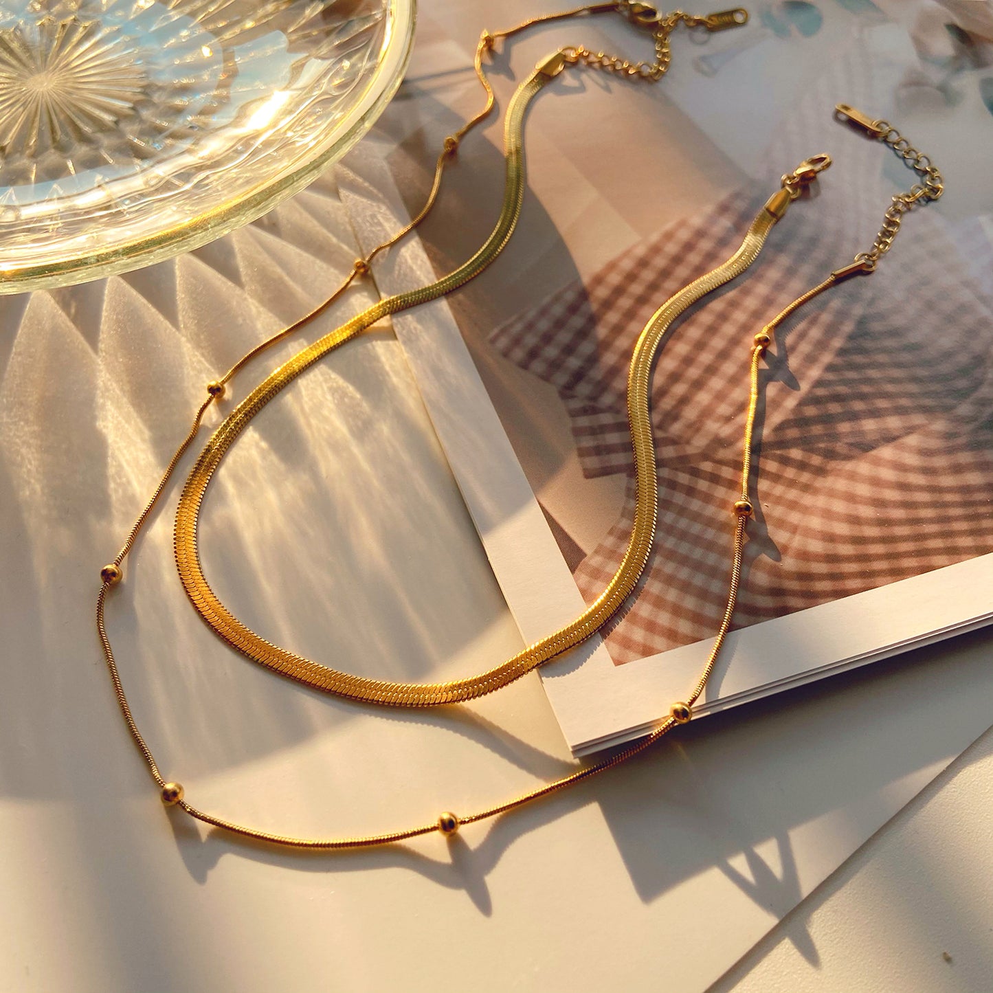 SISSLIA New Fashion Overlay Stainless Steel Collar 14K Gold-Plated Round Snake Chain for Women