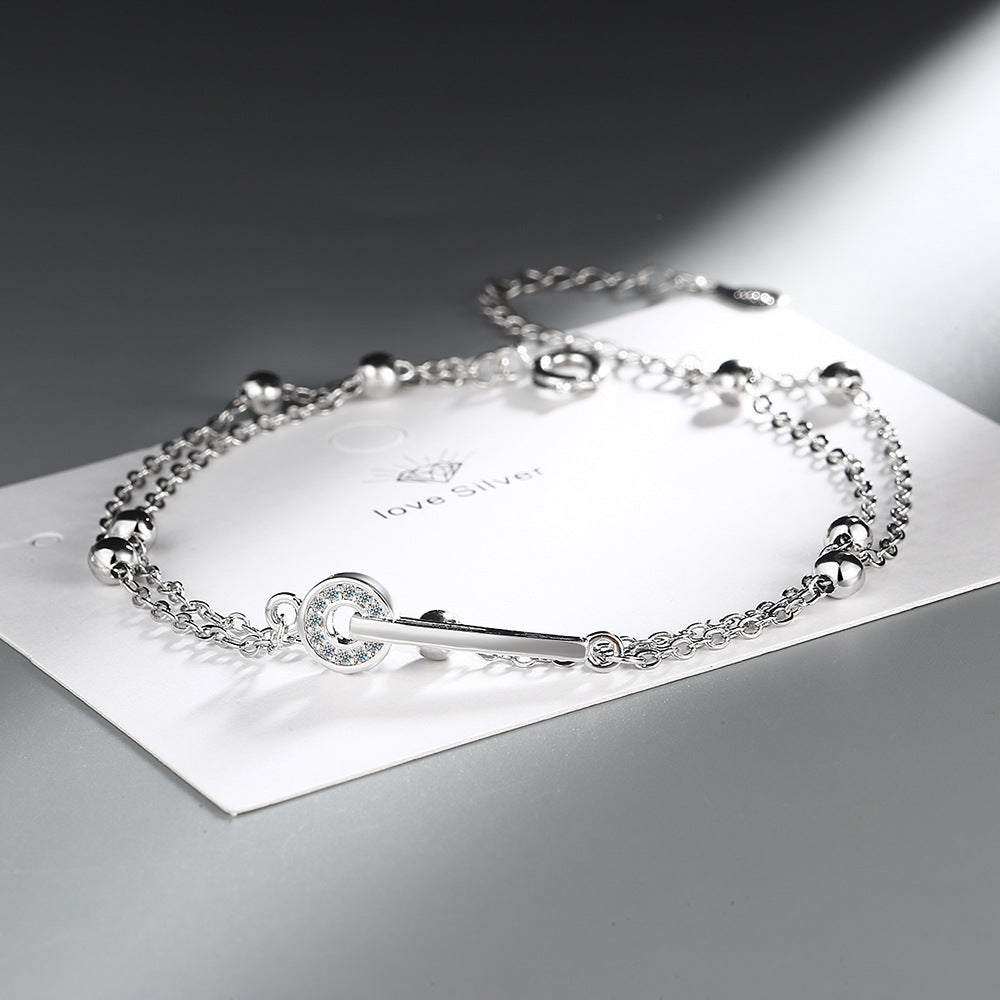 Sisslia Double Ring Geometric Diamond Set Light Luxury Simple Temperament of High-Grade Hand Jewelry