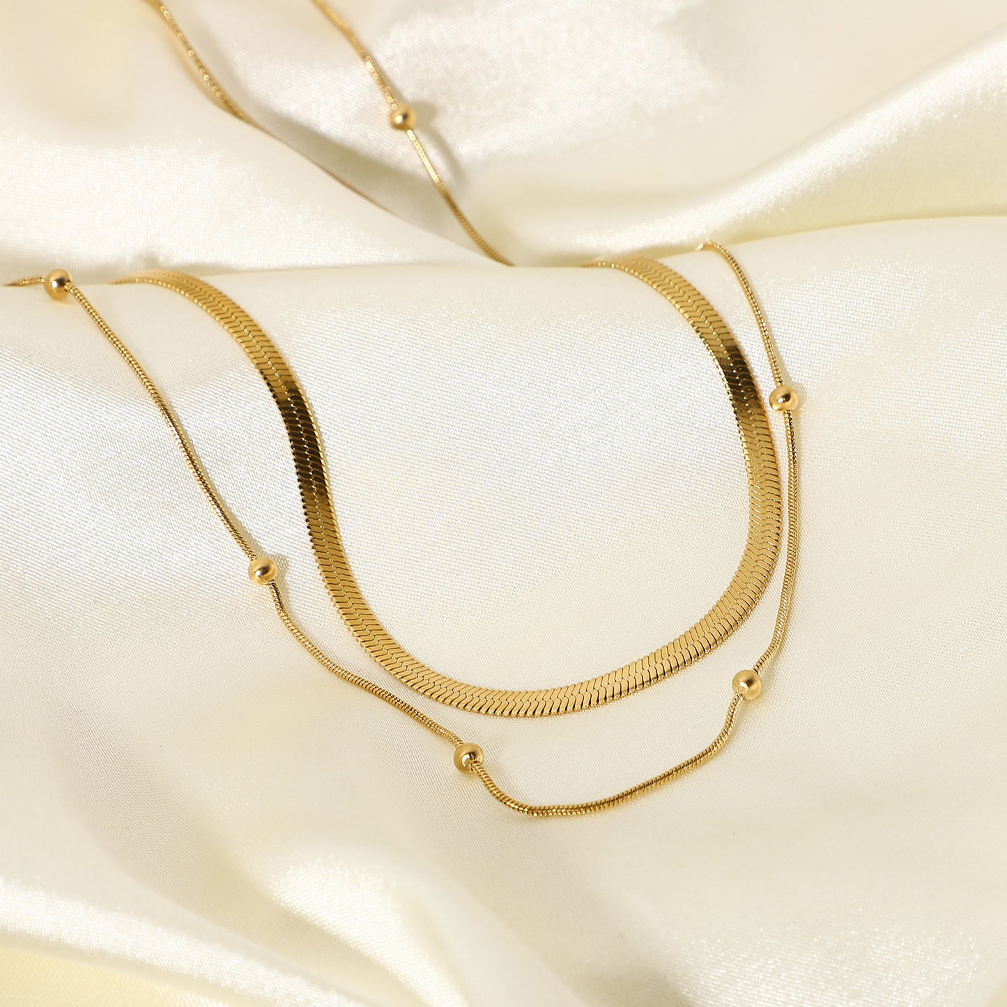 SISSLIA New Fashion Overlay Stainless Steel Collar 14K Gold-Plated Round Snake Chain for Women