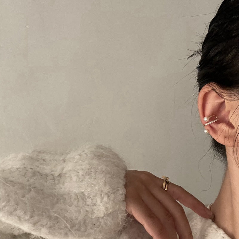 SIsslia Design Cold Ear Clip without Piercing Ear Bone Clip Temperament Simple Wave Earring for Women