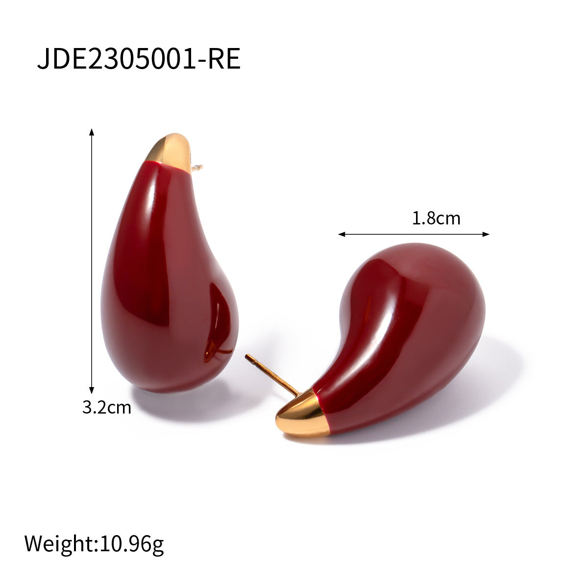 SISSLIA Premium Design Red Dripping Stainless Steel Drop-Shaped Exaggerated Fashion Earrings for Women