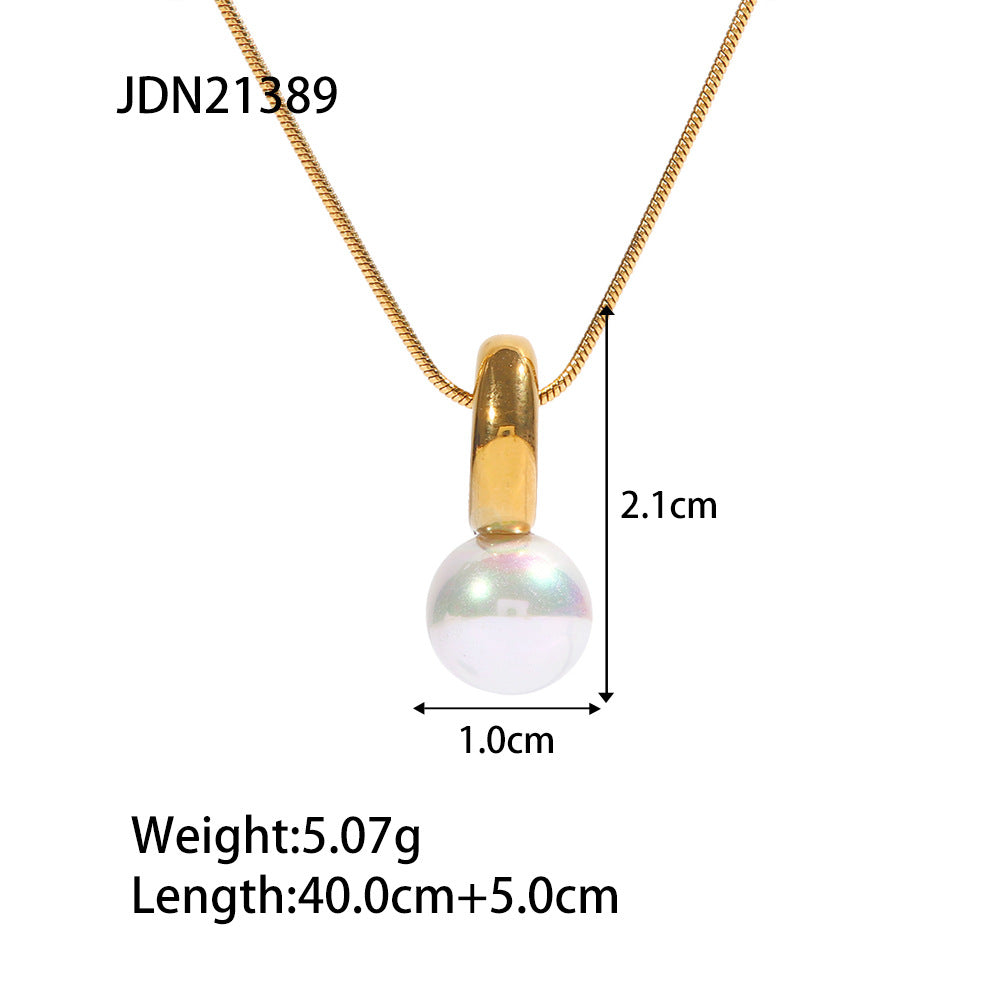 SISSLIA Vintage Stainless Steel Trend-Highlighting Pearl Gold-Plated Pendant Necklace for Women