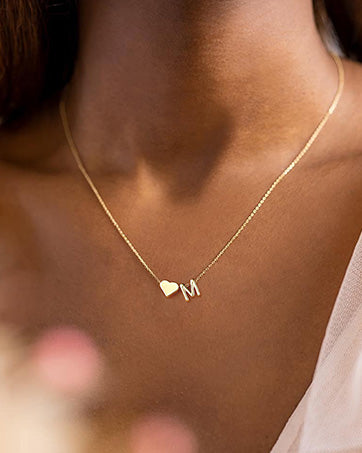 SISSLIA Heart Dainty Initial DIY Necklace Gold Color Letter Choker Necklace For Women Pendant Jewelry Gift