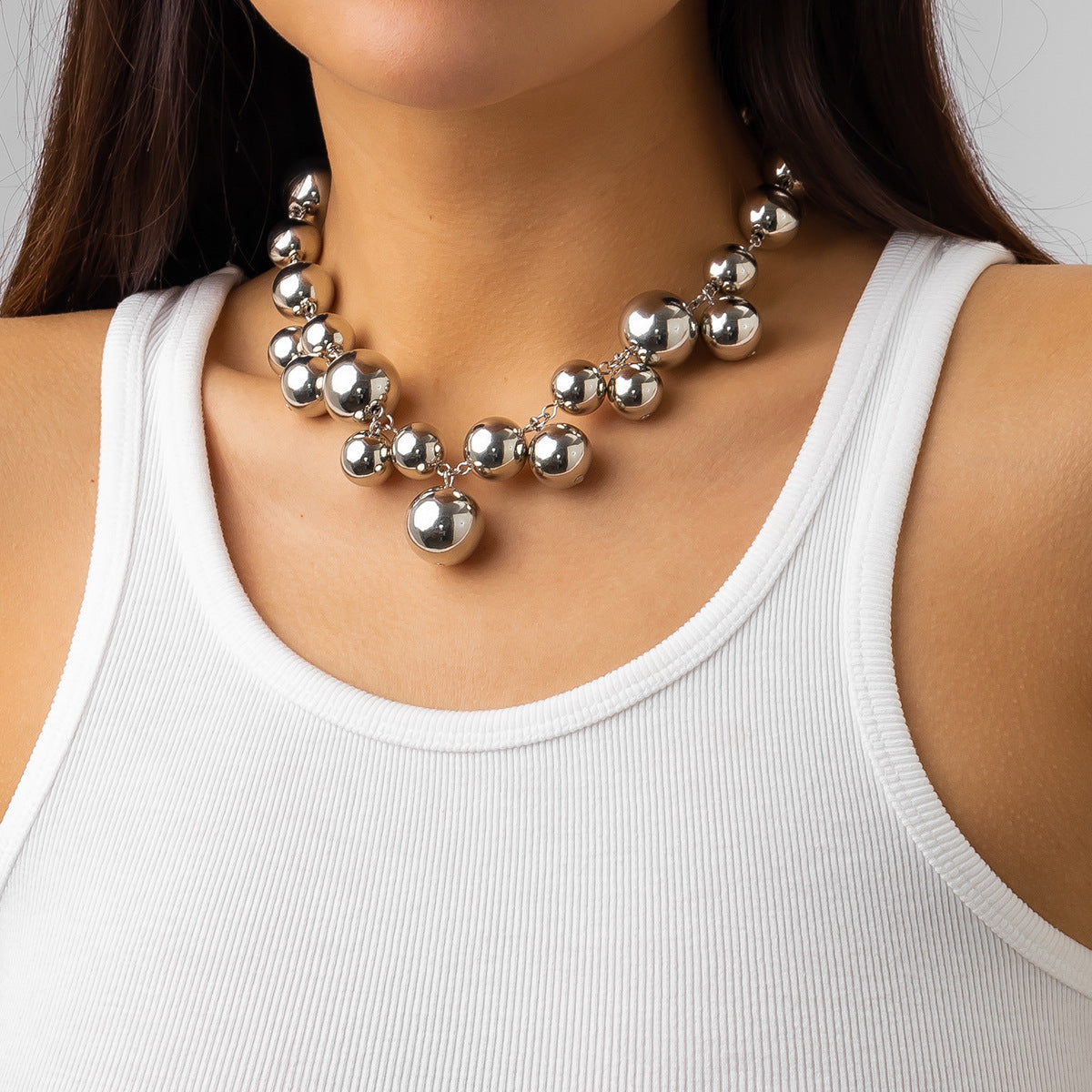 Sisslia Chain Necklace Fashion Style Gold Plated Alloy 18k Gold Necklace Personality Big Pearl Necklace For Women