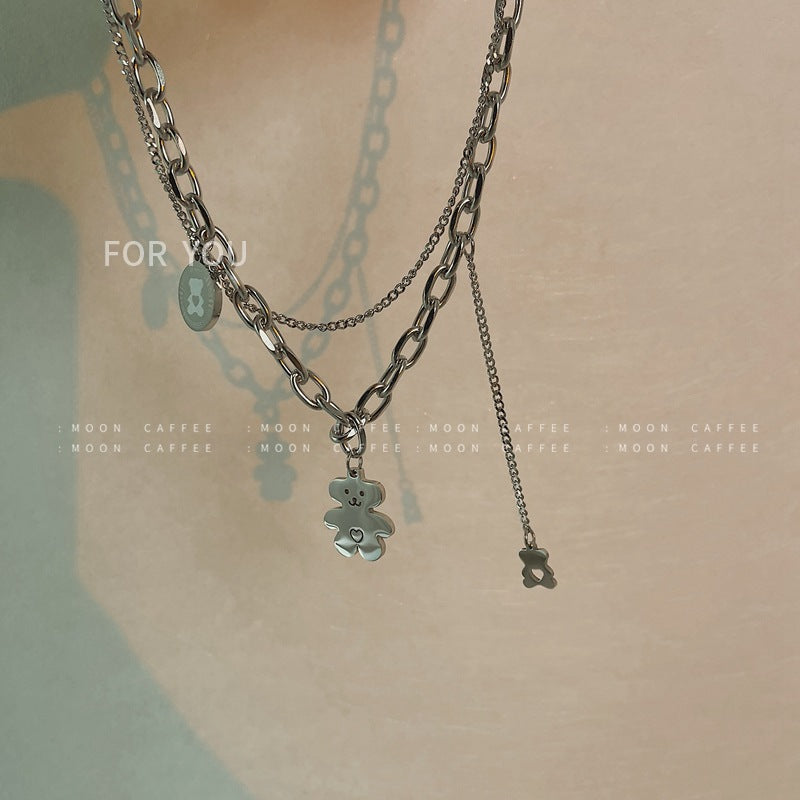 SISSLIA 2024 High Quality Titanium Steel Bear Casual Punk Cartoon Fun Necklace for Woman