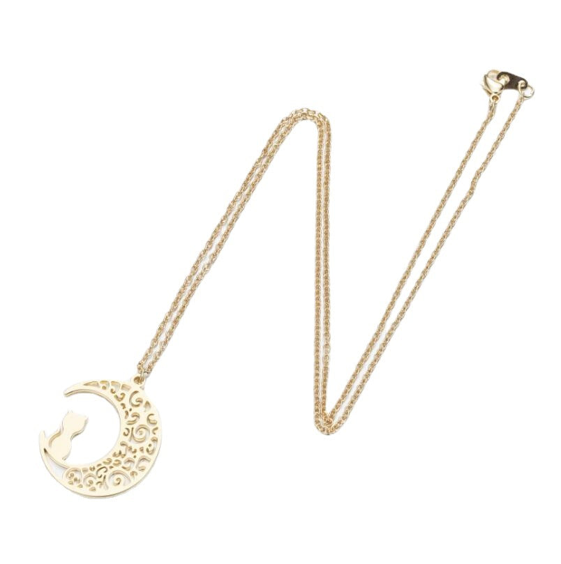 SISSLIA Wholesale New Fashion Nan Trnish Gold Silver Plated Stainless Steel Half Moon Pendant Necklace For Women