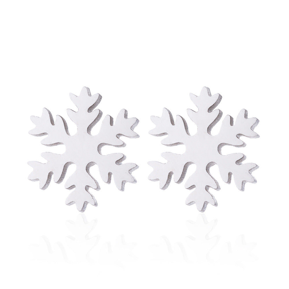 SISSLIA Wholesale Stainless Steel 18k Gold Silver Plated Charm Snowflake Pendant Necklace Set For Women