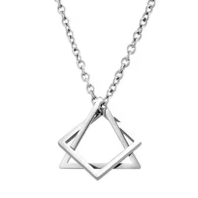 Geometry Interlocking Square Triangle Male Pendant For Mentitanium Steel Modern Trendy Geometric Stacking Streetwear Necklace