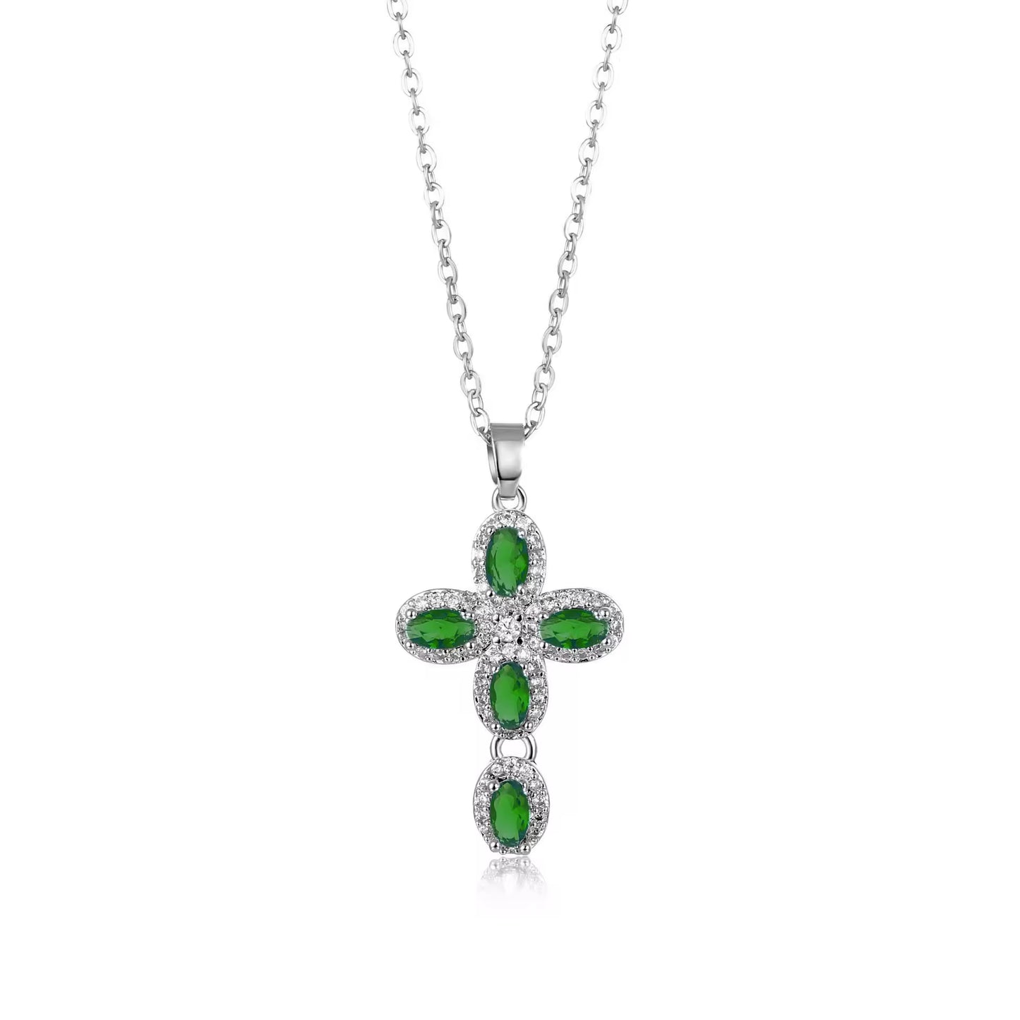 SISSLIA Pink Cross Necklace Y2K Purple Zircon Punk Pendant Necklace Grunge Cross Necklace For Women Jewelry Accessories
