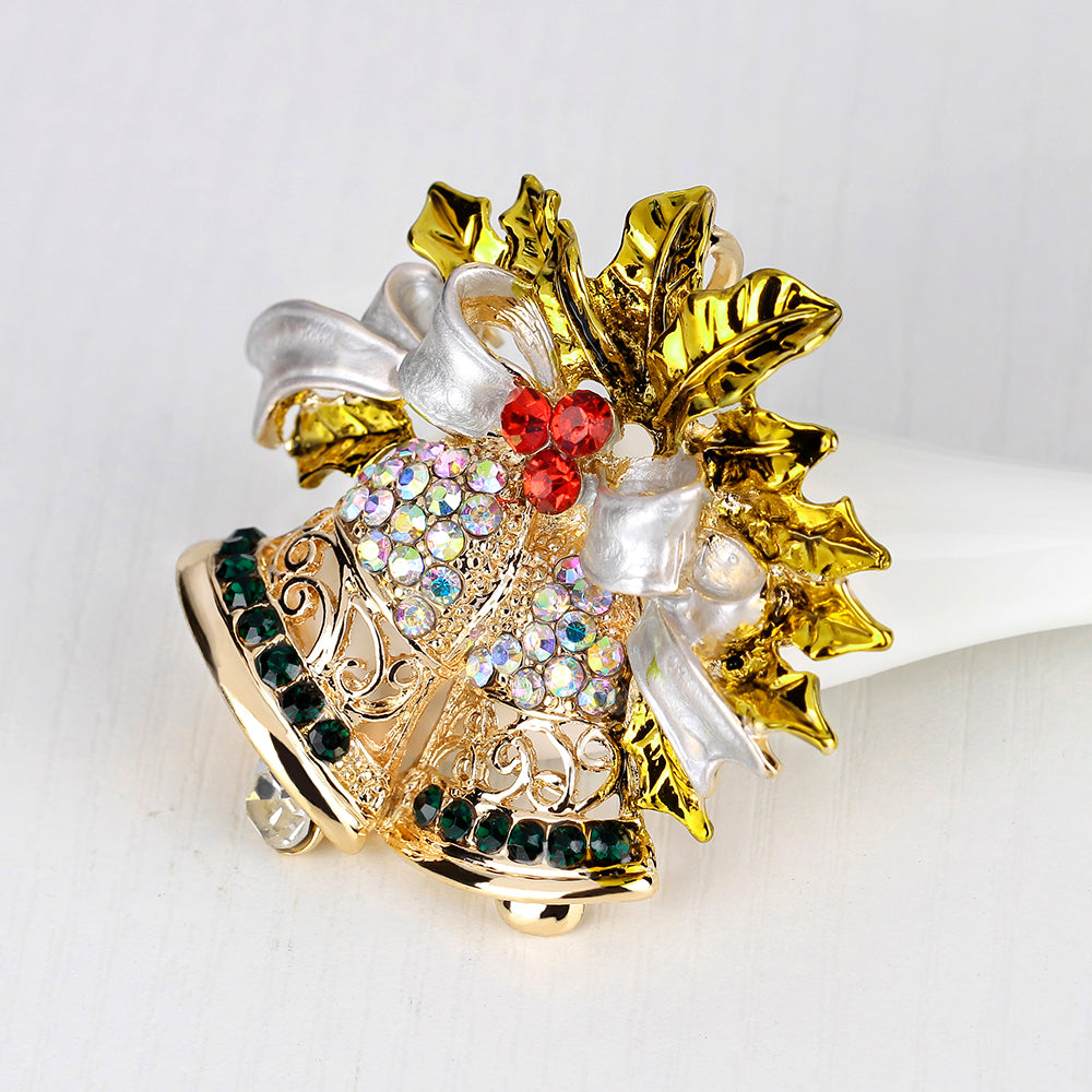 Rhinestone Enamel Bell Brooches