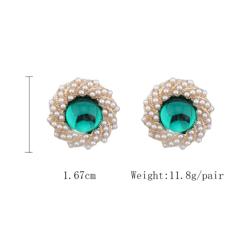 Round Pearl Earrings 925 Silver