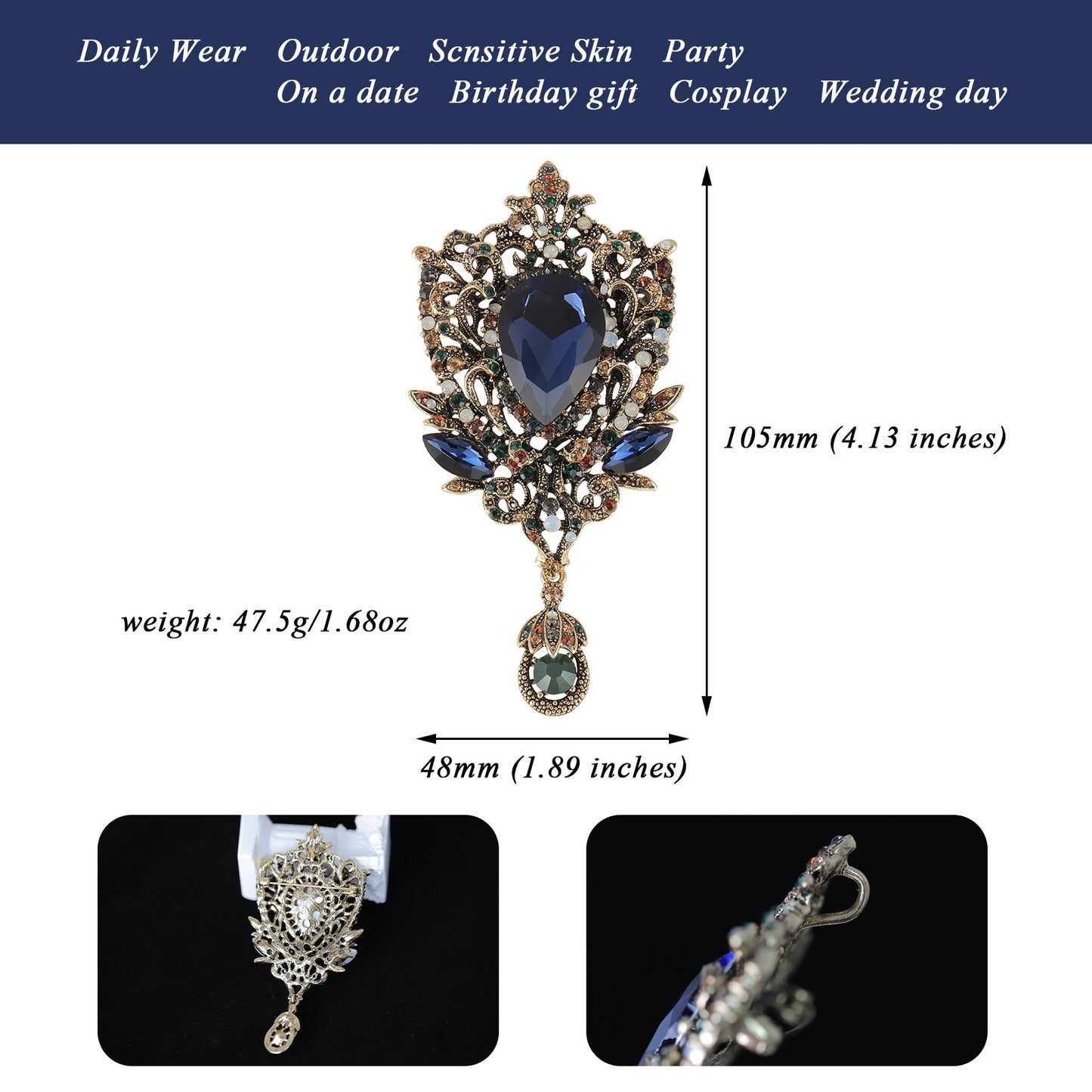 Royal Blue Bouquey coat brooch