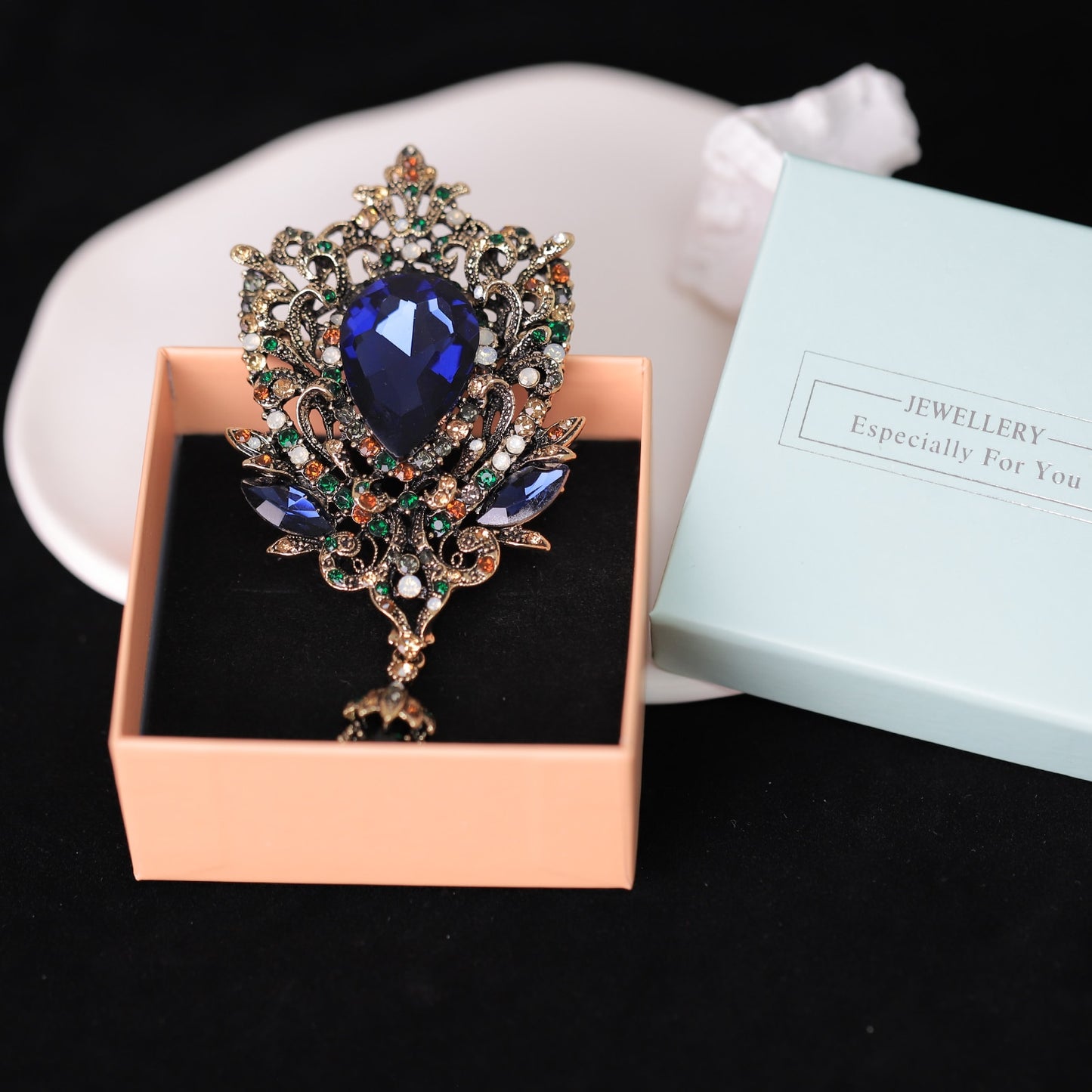 Royal Blue Bouquey coat brooch