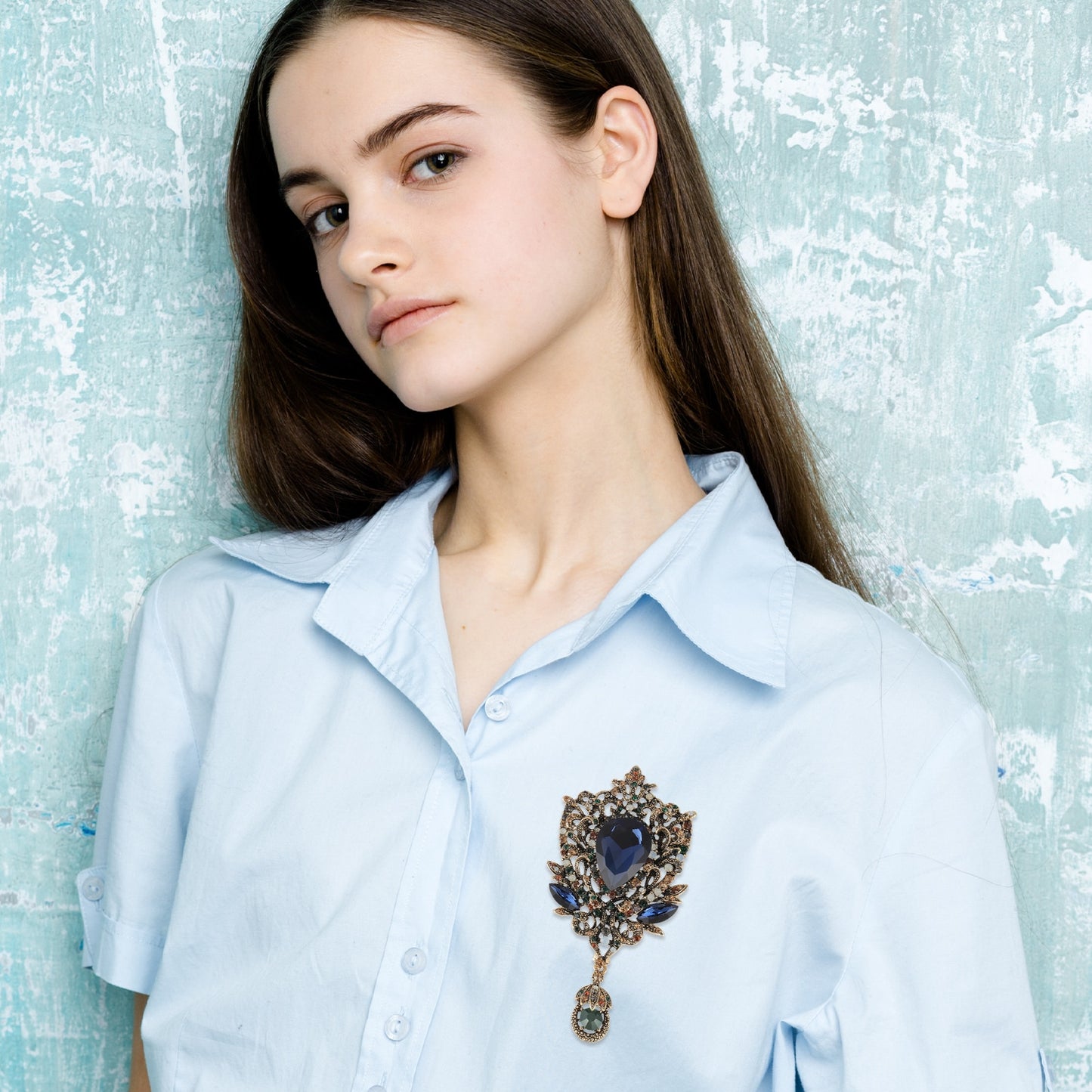 Royal Blue Bouquey coat brooch