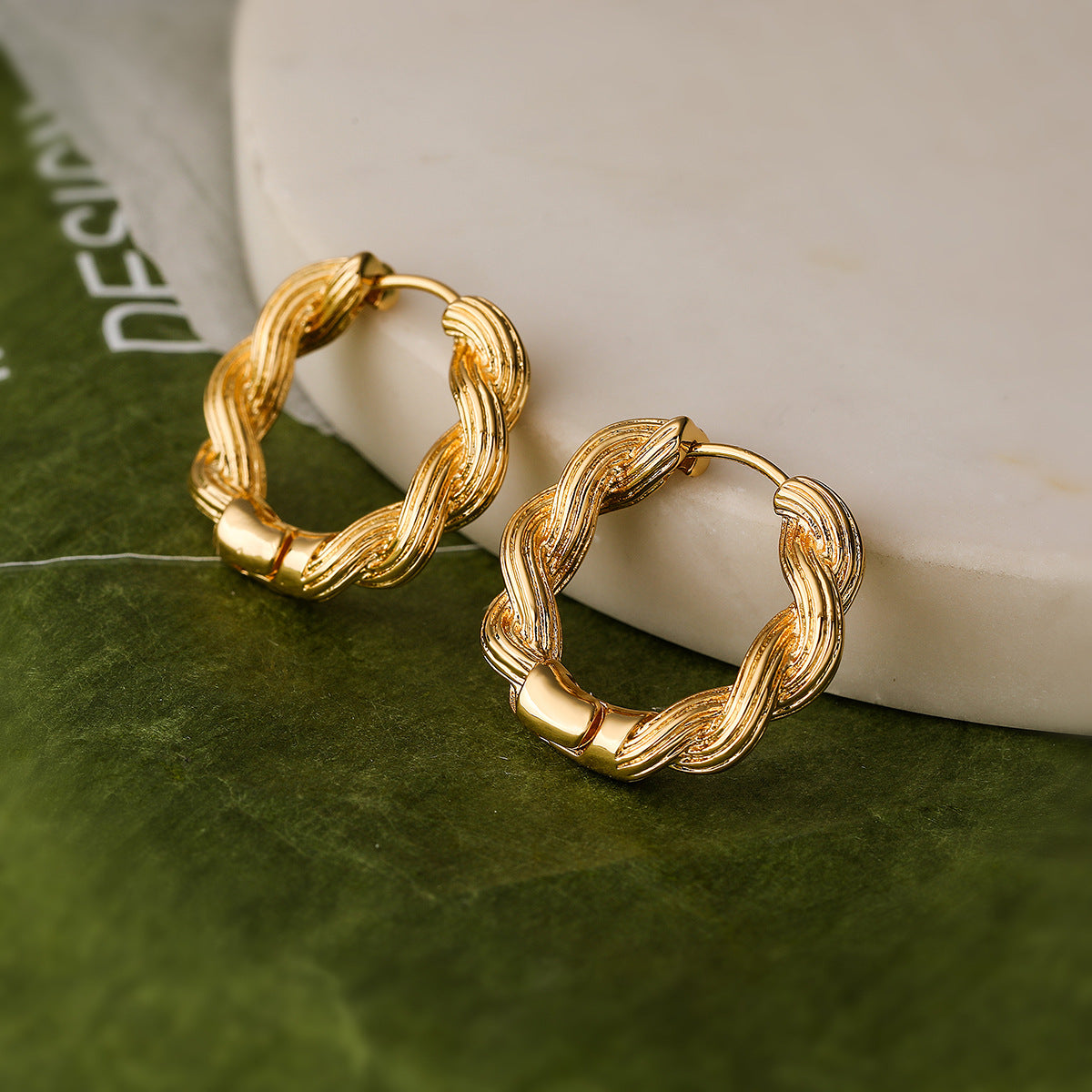 SIsslia European and American Fashion Jewelry Double-Layer Gold-Plated Stainless Steel Solid Ear Earrings Gold Titanium