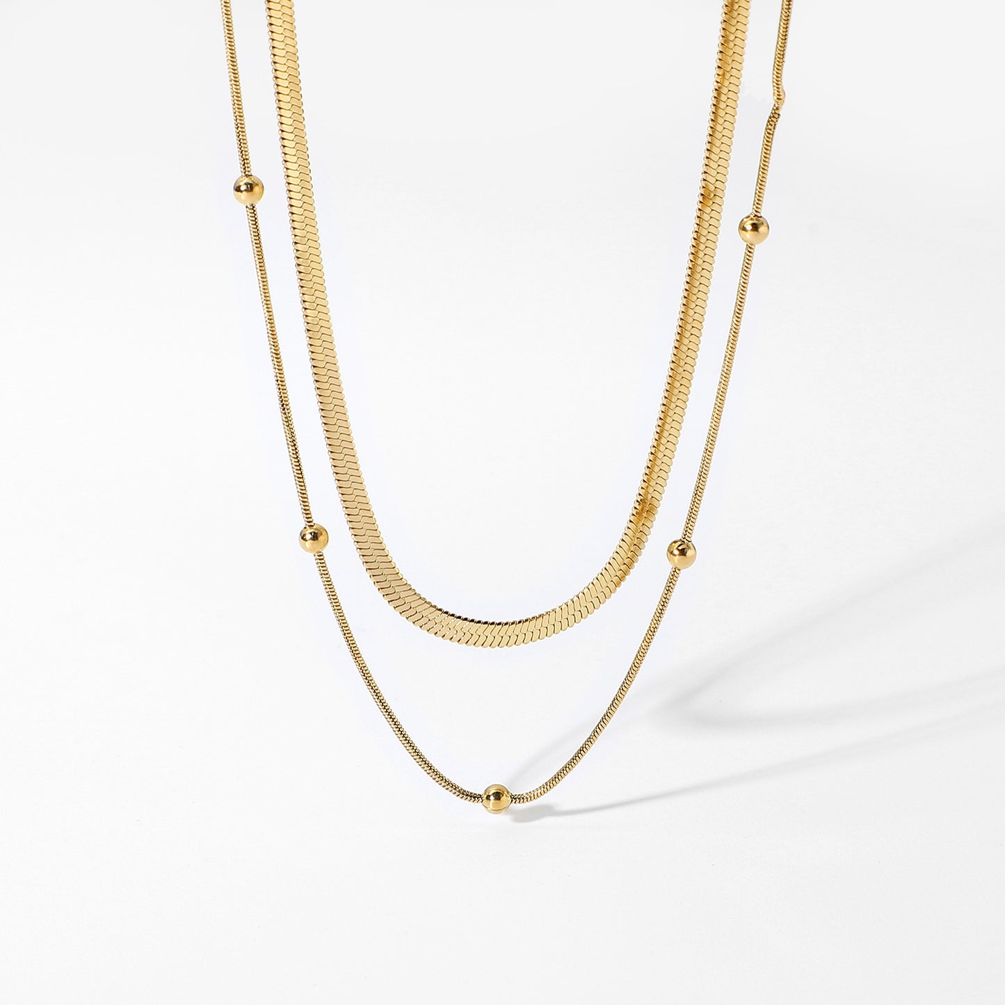 SISSLIA New Fashion Overlay Stainless Steel Collar 14K Gold-Plated Round Snake Chain for Women