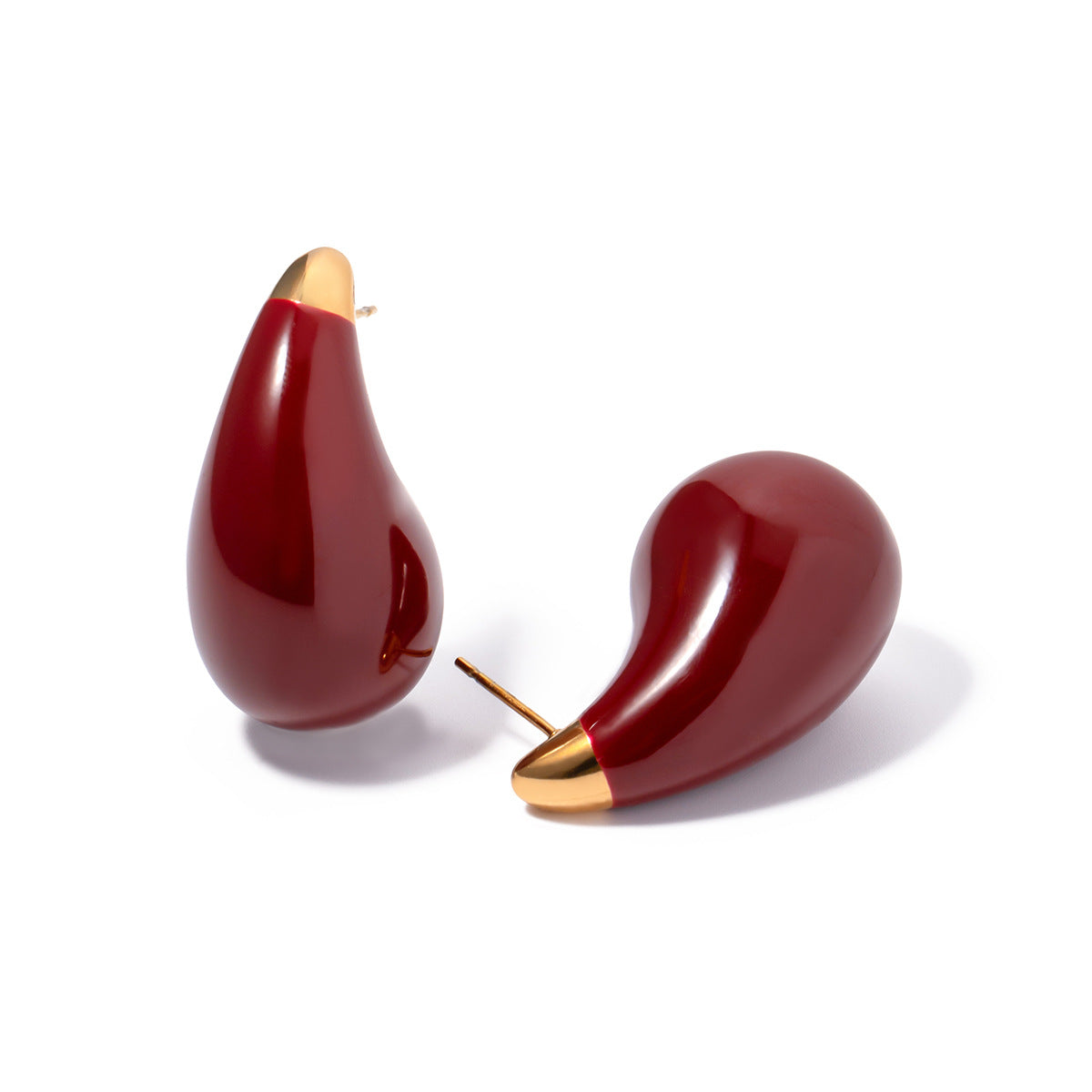 SISSLIA Premium Design Red Dripping Stainless Steel Drop-Shaped Exaggerated Fashion Earrings for Women