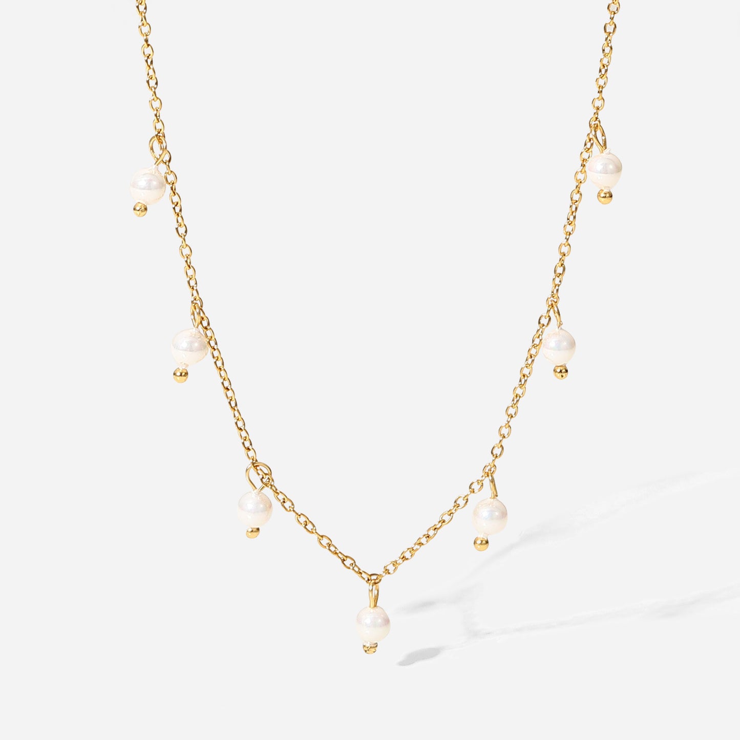 SISSLIA Pearl Millet Bead Fringe Collar 18K Gold Stainless Steel Ladies Temperament Clavicle Chain for Women