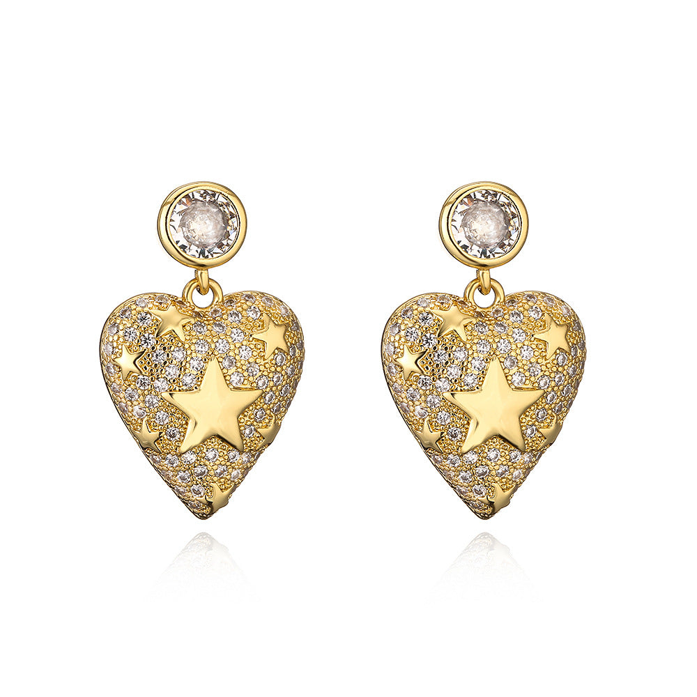 Sisslia New Luxury Jewelry Fashion Zirconia 925 Silver Needles Heart Crystal Drop Earrings