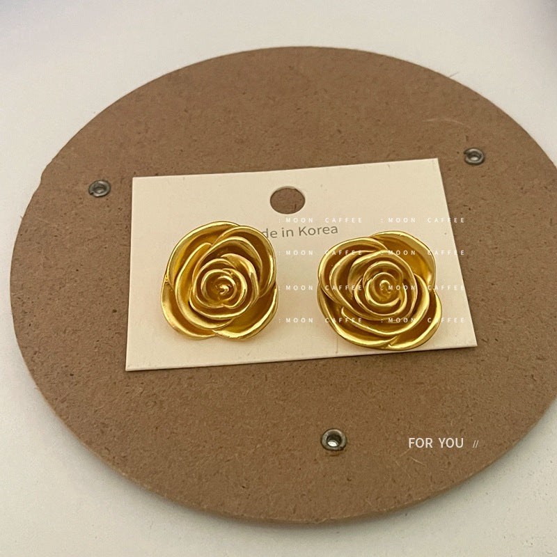 SIsslia Vintage Gold Rose Premium Light Luxury Needle Plated Temperament Exquisite Earrings for Women