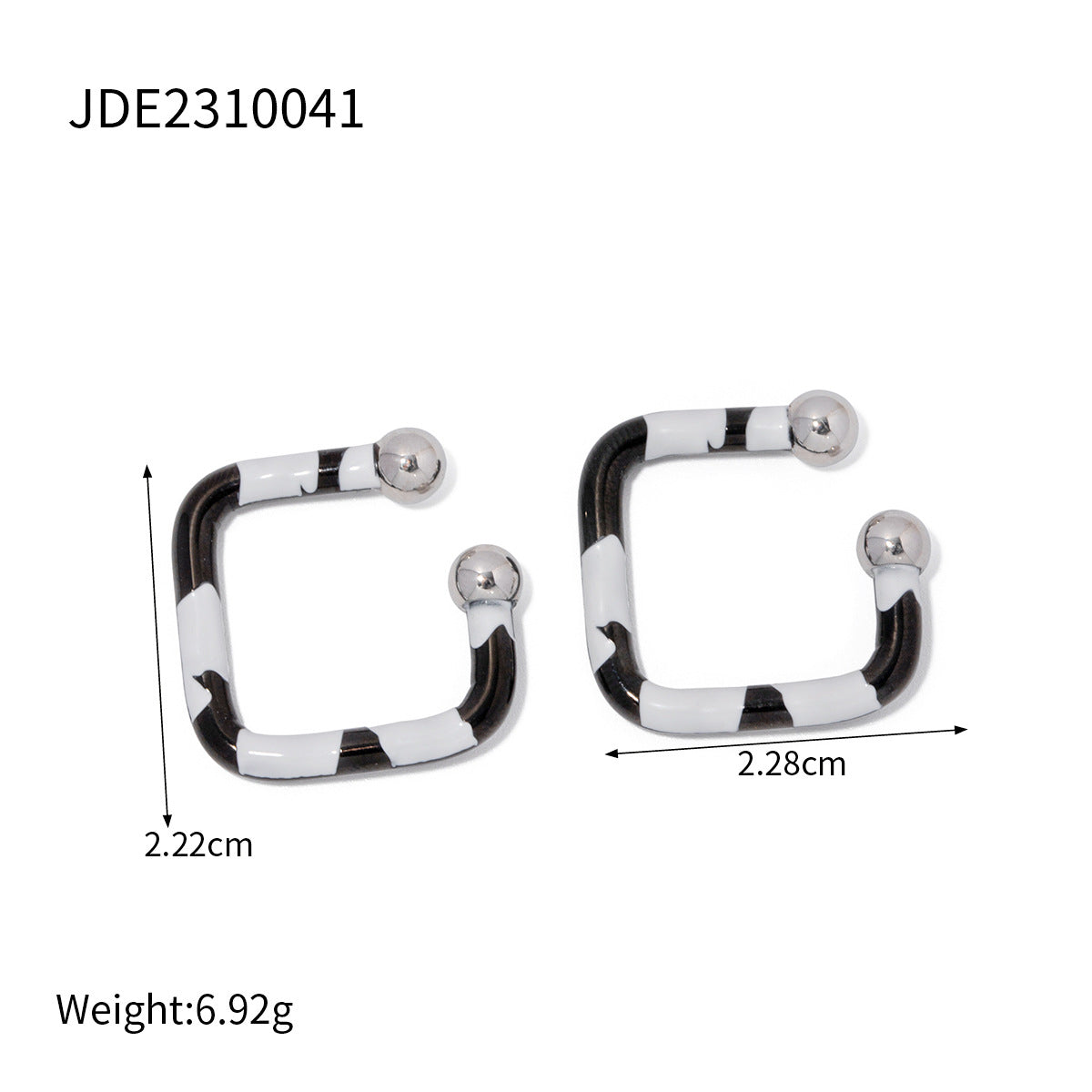 SISSLIA New Stainless Steel Drop Oil Zebra Print Simple Line Square Stylish Personality Earrings for Women