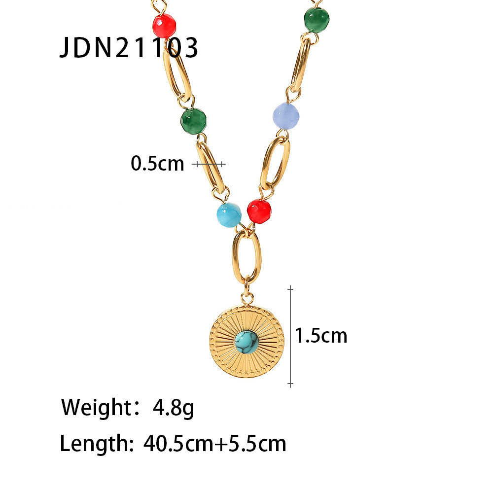 SISSLIA 2024 New Trend High Quality Selling 18K Gold Plated Turquoise Pearl Necklace for Women