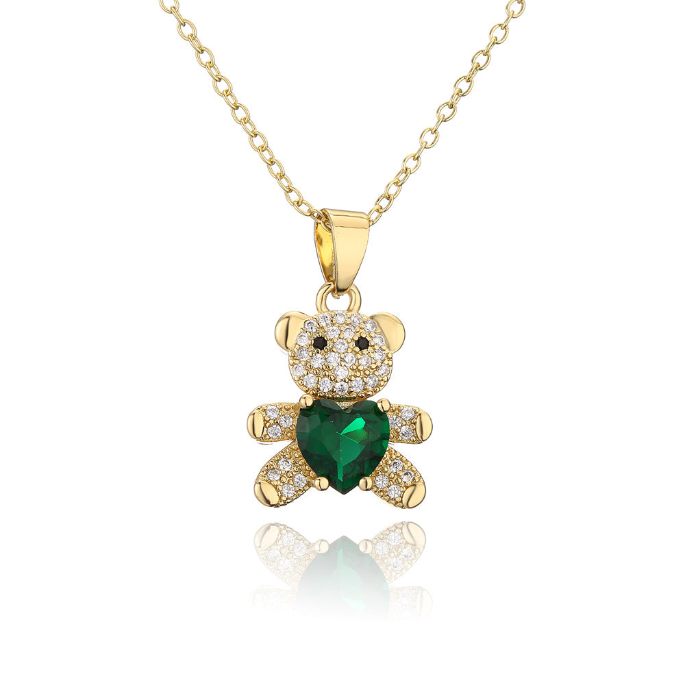 SISSLIA High Quality 2024 Trend New Arrival Women Necklace Lovely Bear Multicolored Rhinestone Diamond Pendant for Women