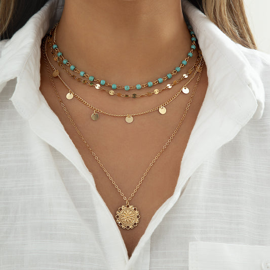 Evil-eye Gold Alloy Pearl Necklace