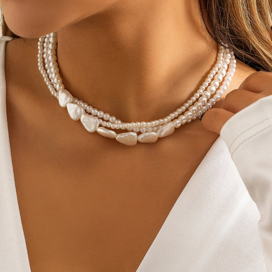 Sisslia Multi-layer Fine Jewelry Necklaces Gold Plated Alloy Pearl Necklace Personality Bohemian Fine Jewelry Necklaces