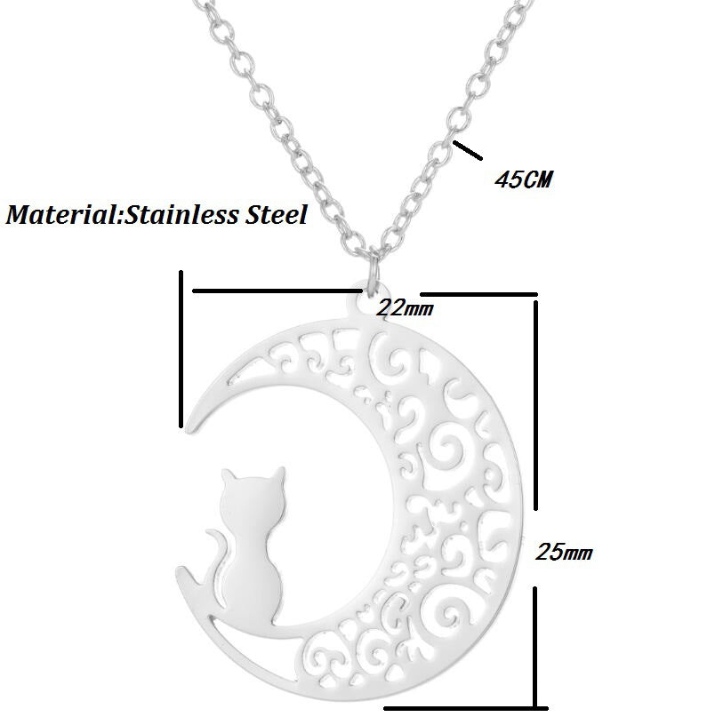 SISSLIA Wholesale New Fashion Nan Trnish Gold Silver Plated Stainless Steel Half Moon Pendant Necklace For Women