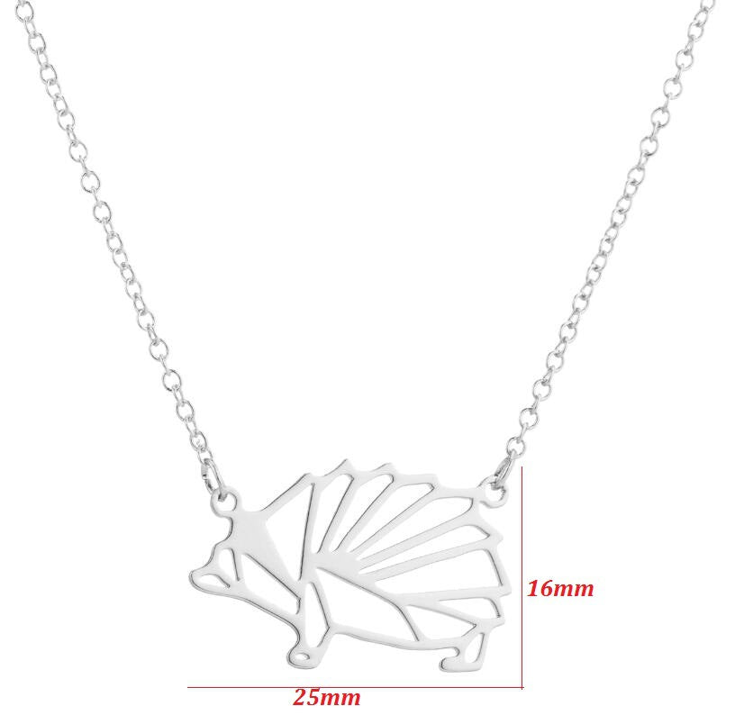 SISSLIA Creative Statement Hollow Hedgehog Necklace Geometric Stainless Steel Necklace For Women Men