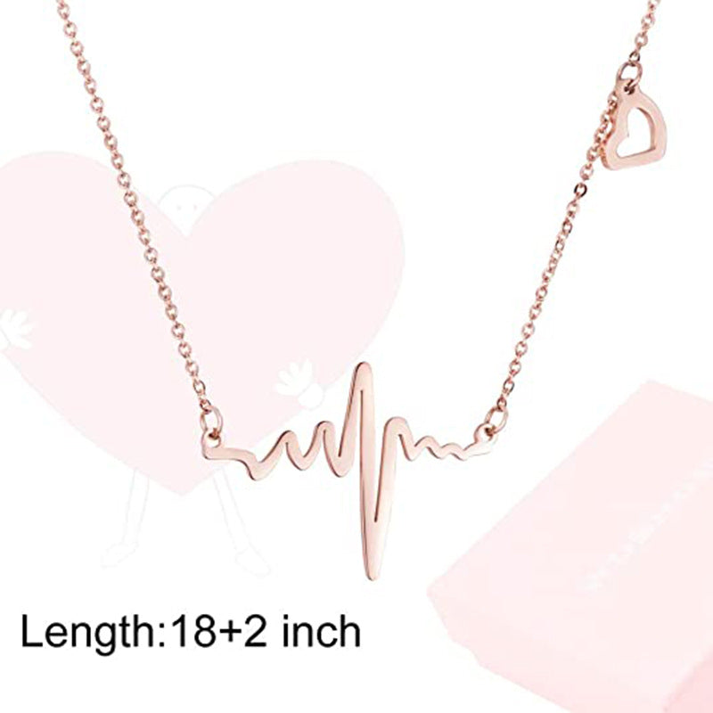 SISSLIA Fashion Stainless Steel Rose Gold Heart Beat Wave Pendant Necklace Charm Electrocardiogram Wave Necklace For Women No reviews yet