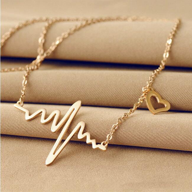 SISSLIA Fashion Stainless Steel Rose Gold Heart Beat Wave Pendant Necklace Charm Electrocardiogram Wave Necklace For Women No reviews yet