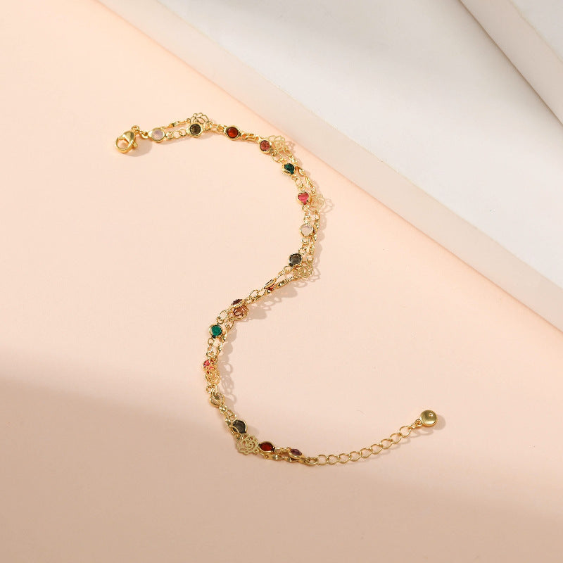 SISSLIA Hot Sale Custom Design Fashion Jewelry Encrusted With Zircon Double Zinc Alloy Bracelet