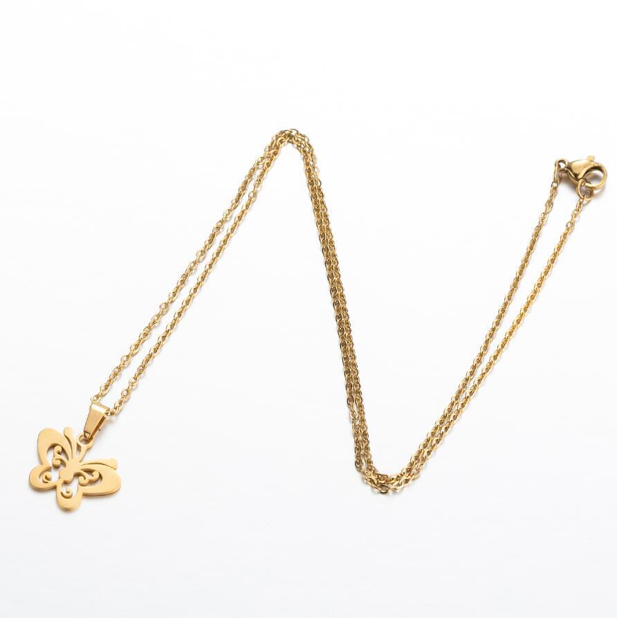 SISSLIA Fashion Wholesale Stainless Steel Non Tarnish Silver 18k Gold Plated Women Butterfly Pendant Necklace For Women