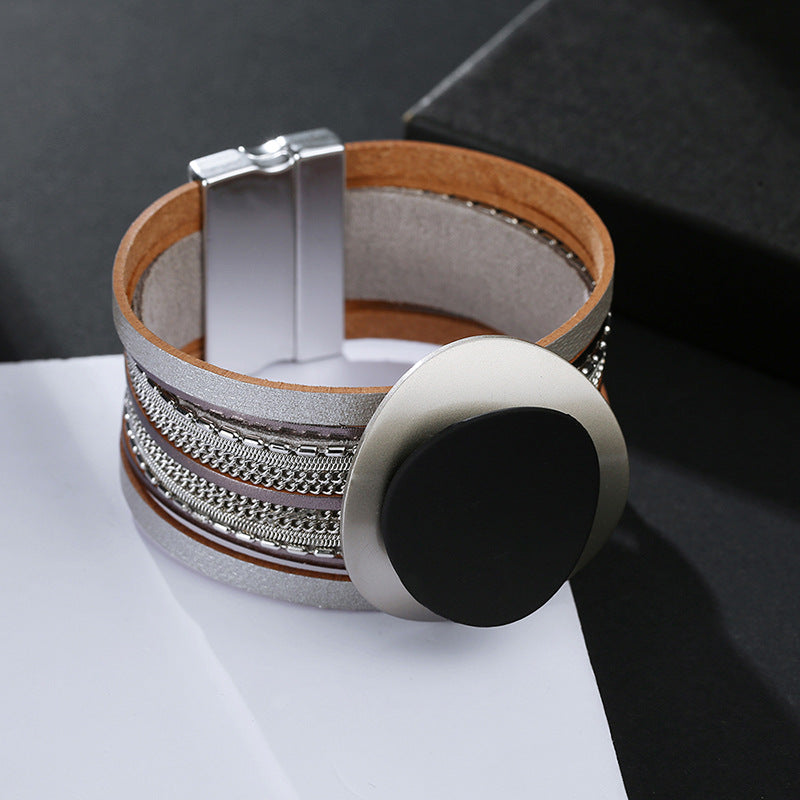 Wide Leather Bracelet Jewelry