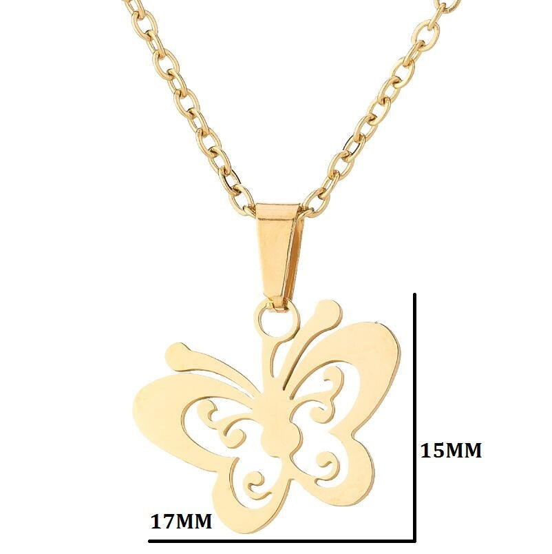 SISSLIA Fashion Wholesale Stainless Steel Non Tarnish Silver 18k Gold Plated Women Butterfly Pendant Necklace For Women