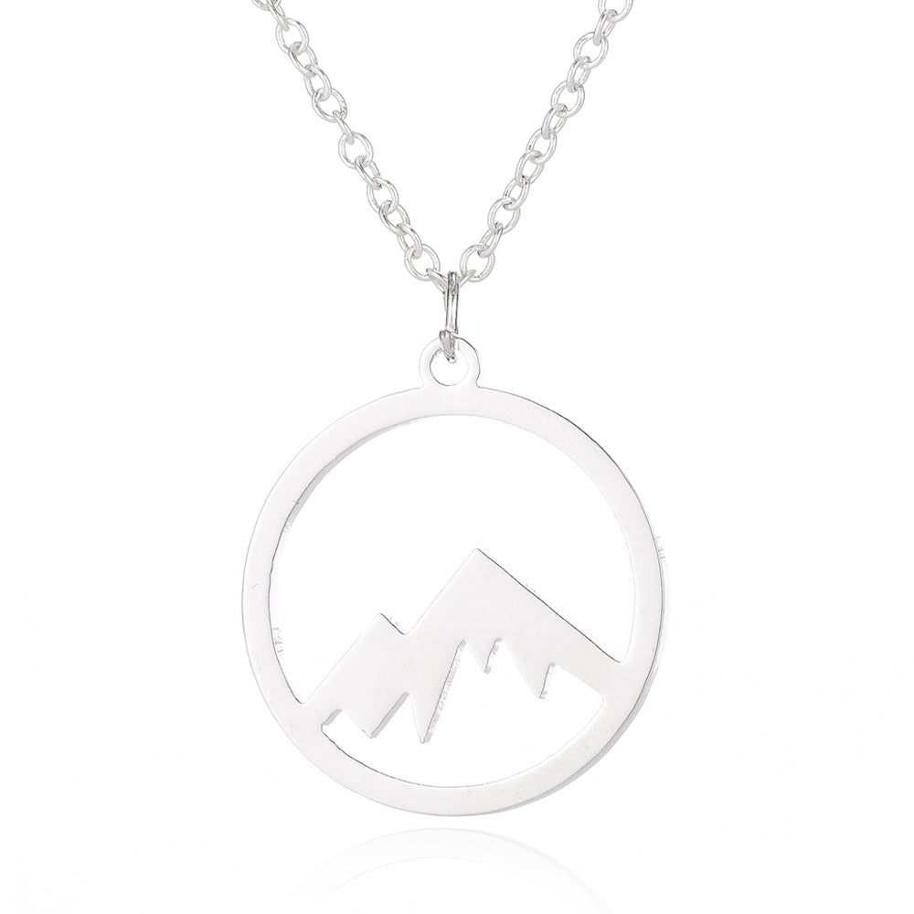 SISSLIA Fashion Wholesale Geometric Gold Plated Stainless Steel Mountain Pendant Necklace For Women