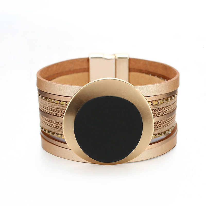 Wide Leather Bracelet Jewelry