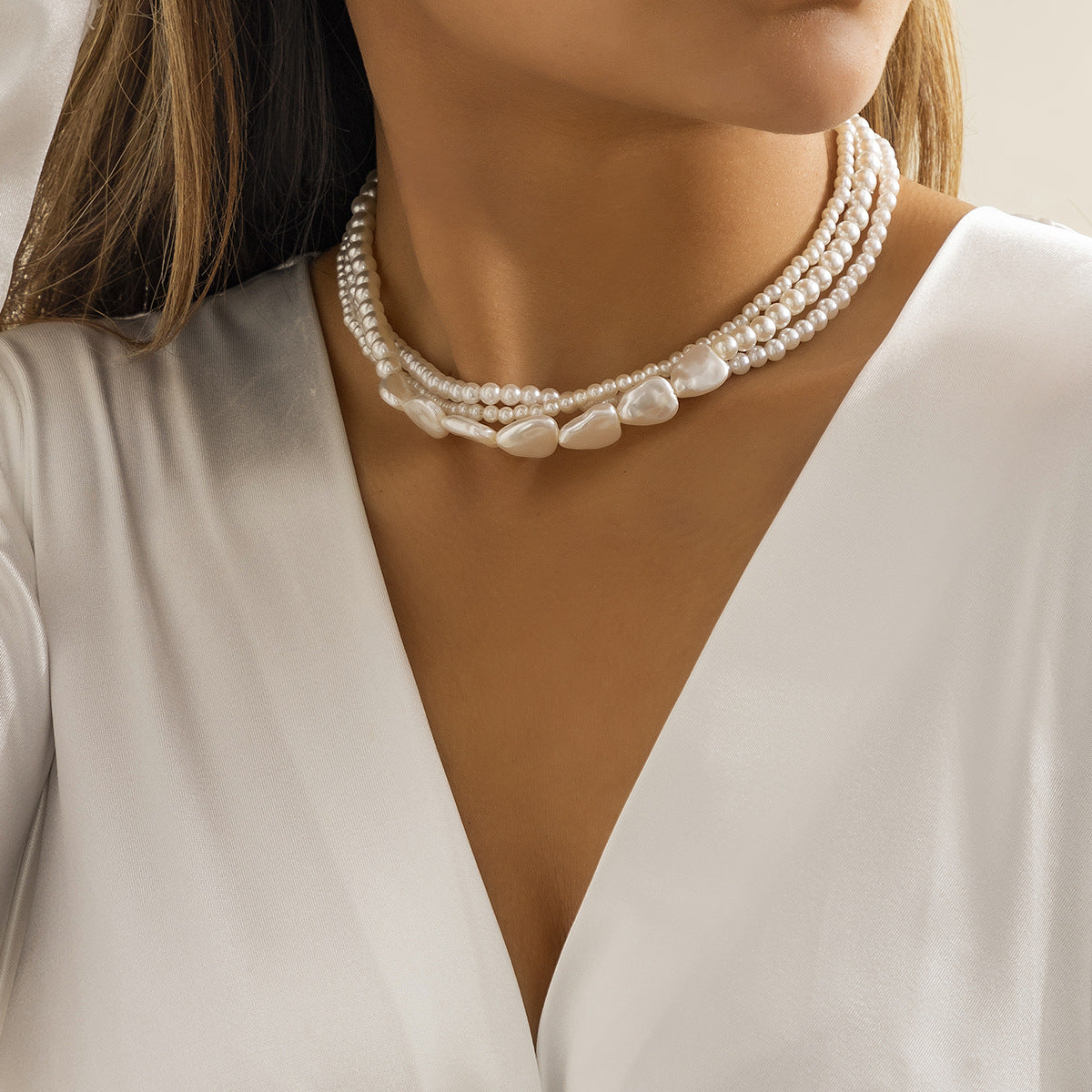 Sisslia Multi-layer Fine Jewelry Necklaces Gold Plated Alloy Pearl Necklace Personality Bohemian Fine Jewelry Necklaces