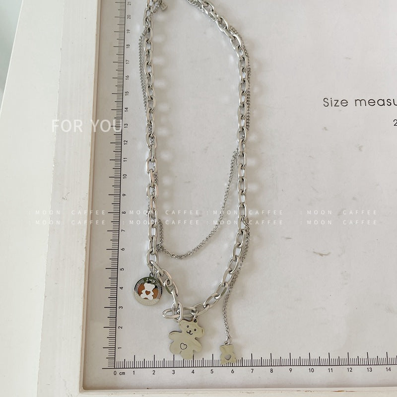 SISSLIA 2024 High Quality Titanium Steel Bear Casual Punk Cartoon Fun Necklace for Woman
