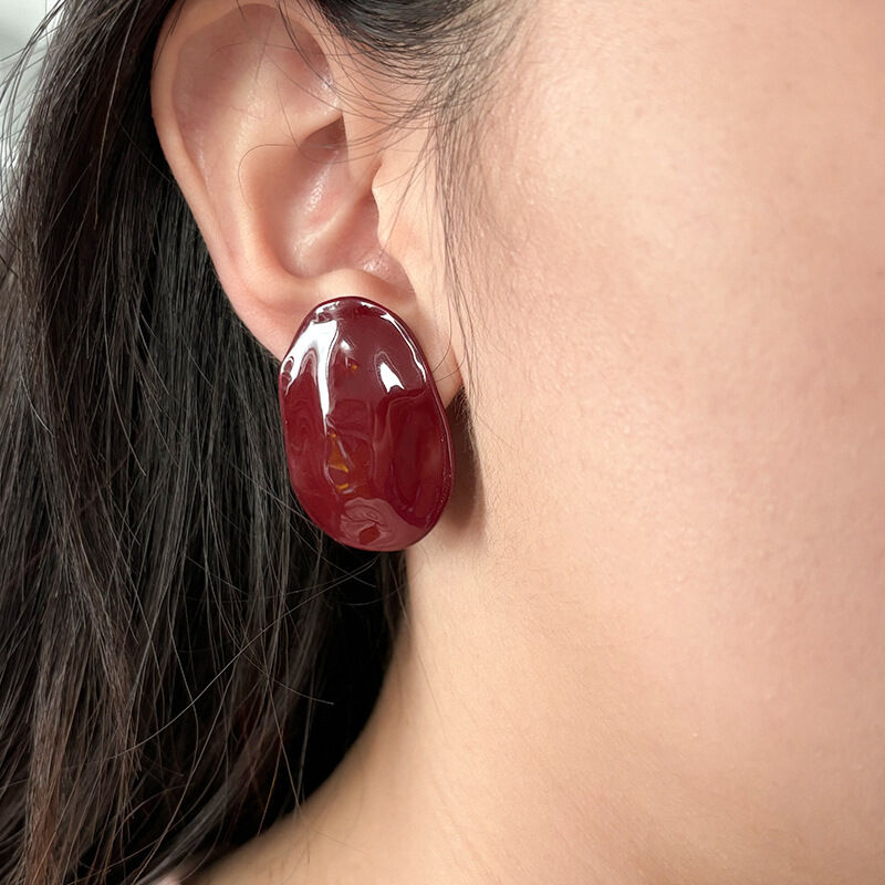 SISSLIA Trendy Irregular Resin Oval Stud Earrings for Women Minimalist Colorful Candy Gloss Ear Jewelry