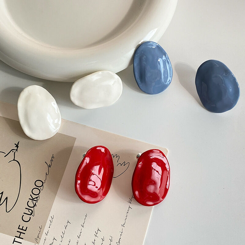 SISSLIA Trendy Irregular Resin Oval Stud Earrings for Women Minimalist Colorful Candy Gloss Ear Jewelry