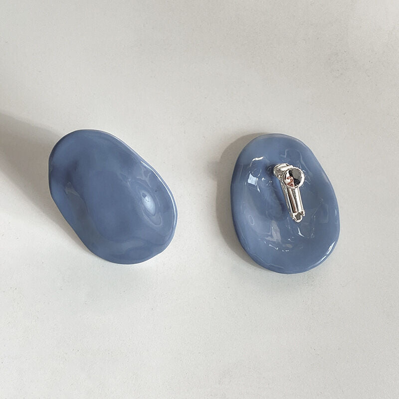 SISSLIA Trendy Irregular Resin Oval Stud Earrings for Women Minimalist Colorful Candy Gloss Ear Jewelry