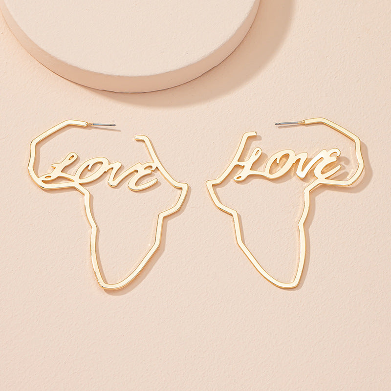 Stainless Steel Africa Map Earrings