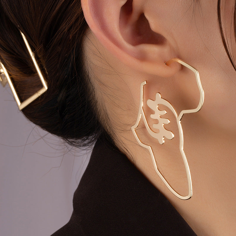 Stainless Steel Africa Map Earrings
