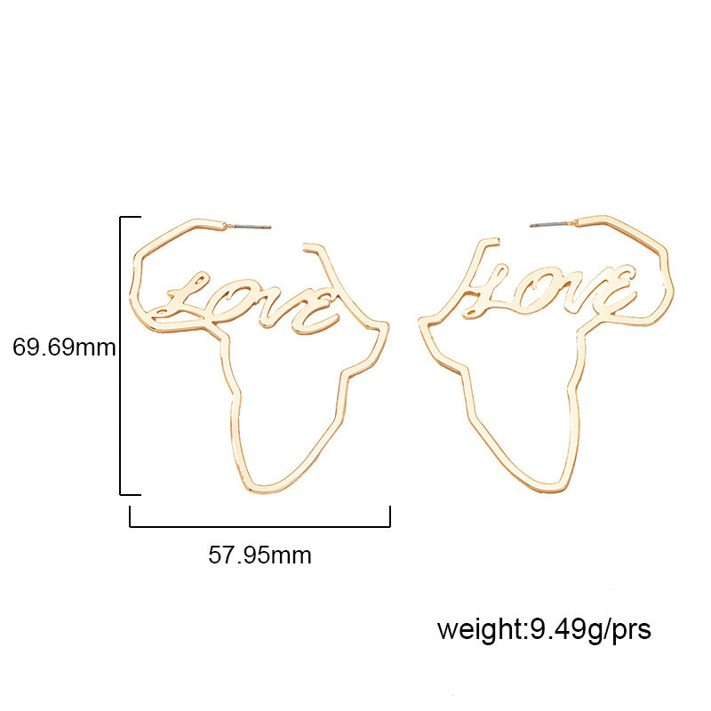 Stainless Steel Africa Map Earrings