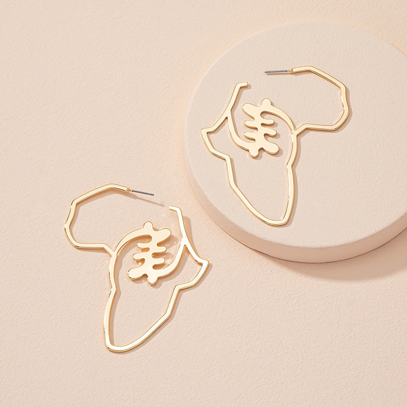 Stainless Steel Africa Map Earrings