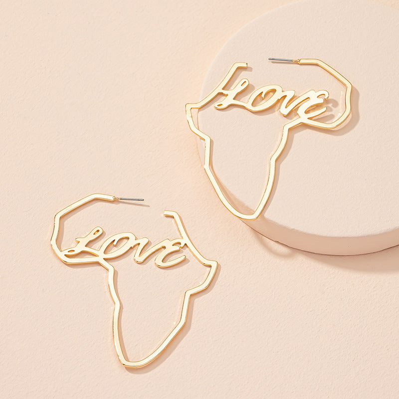 Stainless Steel Africa Map Earrings